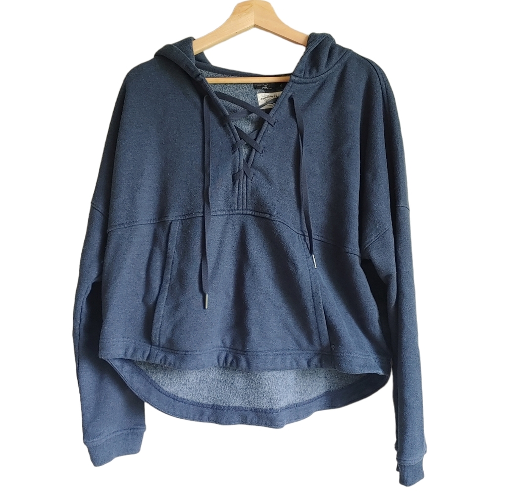 Prana Navy Blue Soft Cozy Up Illana Hoodie Pullover Sweater Size M